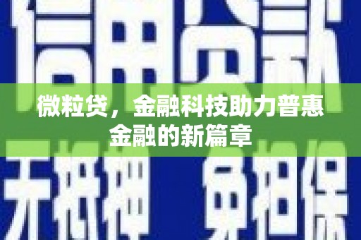 乐亭微粒贷，金融科技助力普惠金融的新篇章