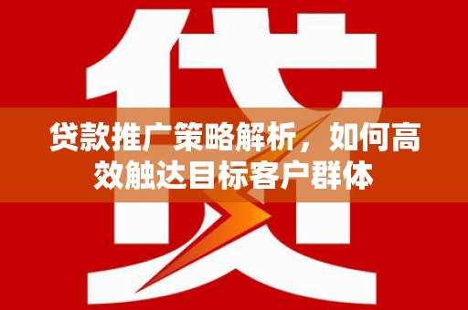 美兰贷款推广策略解析，如何高效触达目标客户群体