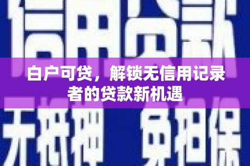 合水白户可贷，解锁无信用记录者的贷款新机遇