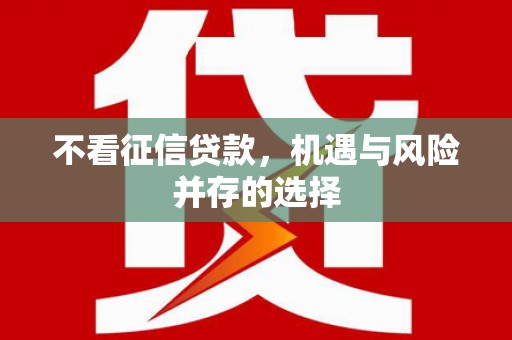 桐城不看征信贷款，机遇与风险并存的选择